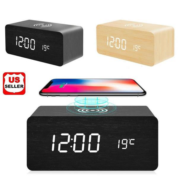 Smart Wireless Charger Led Wooden Clock