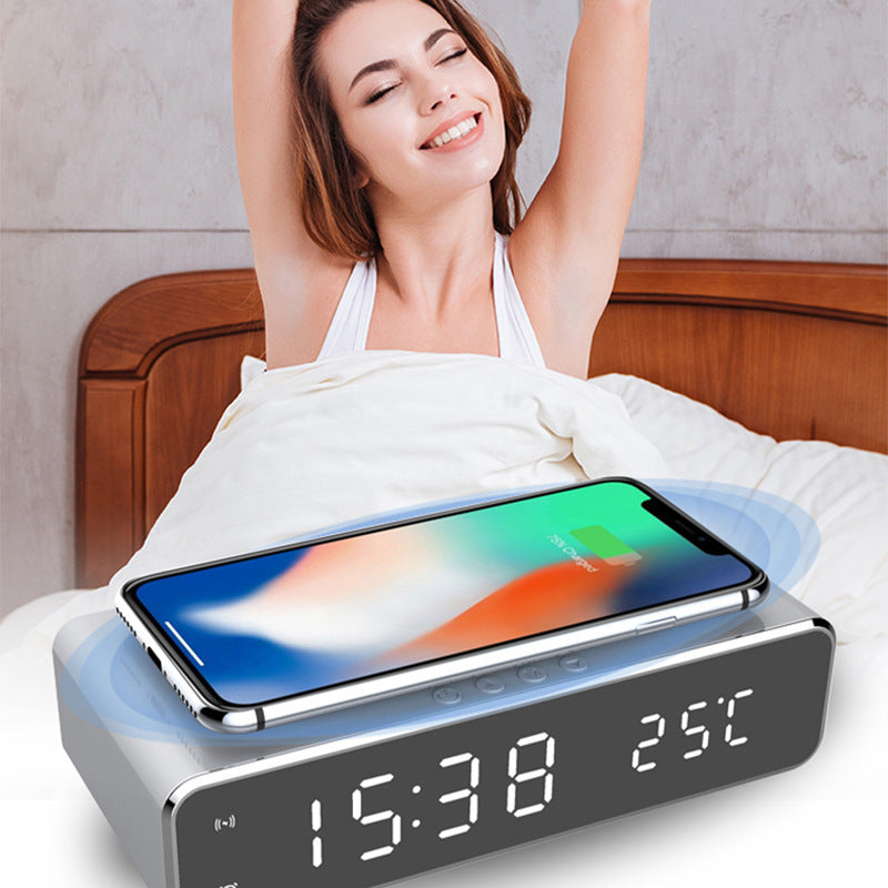 LED Electric Alarm Clock With Wireless Charger